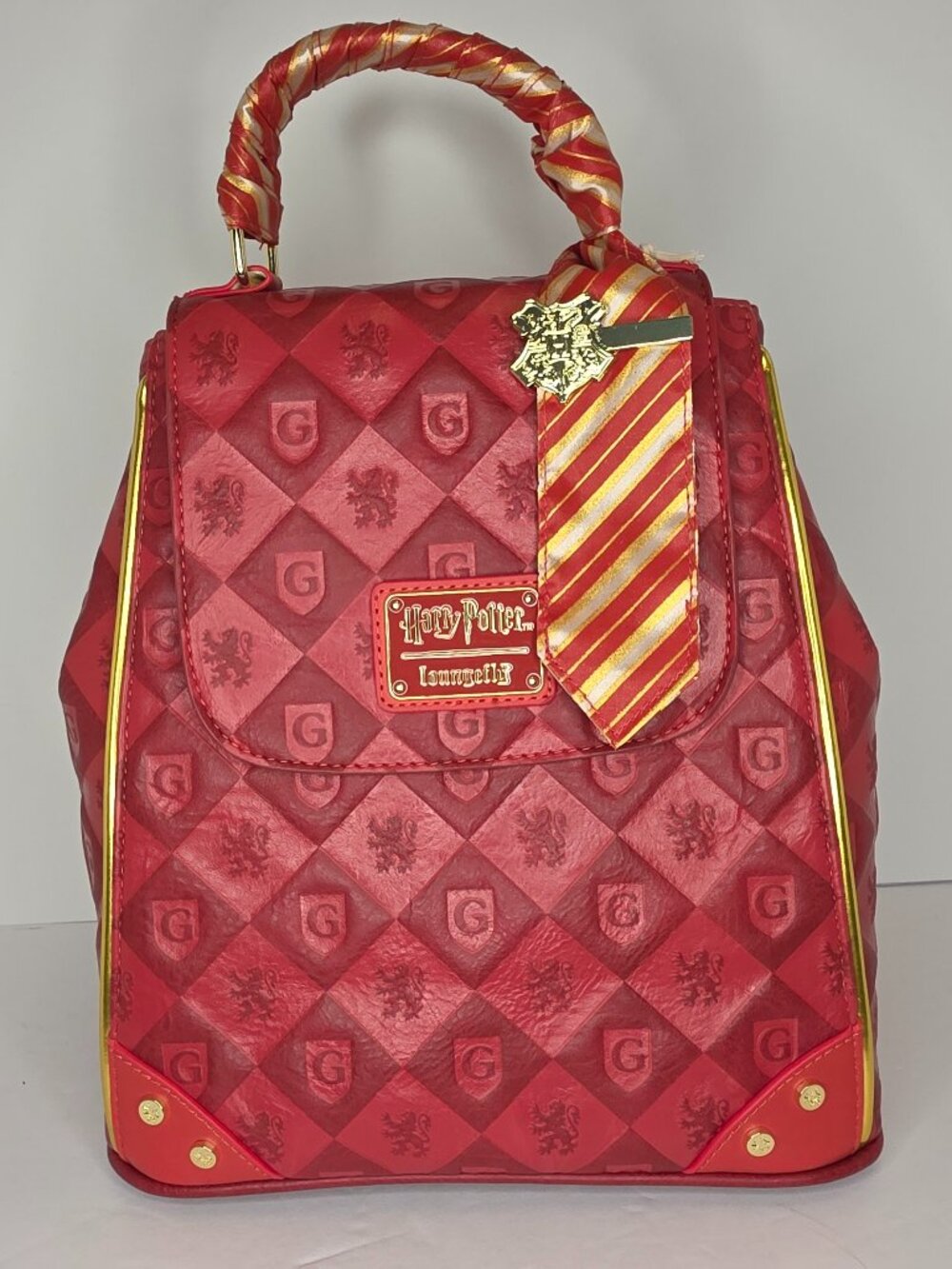 Loungefly Harry Potter Gryffindor Scarf and Pin Mini Backpack NWT